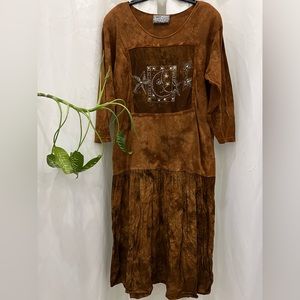 Brown Bohemian Midi Dress